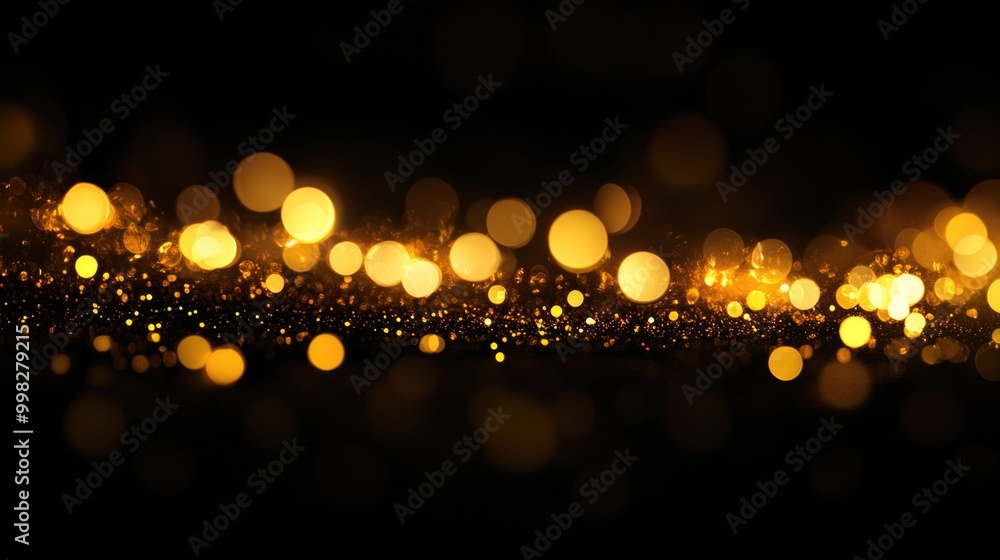 Poster golden bokeh lights create a blurred effect against a black background sparkling glitter enhances th
