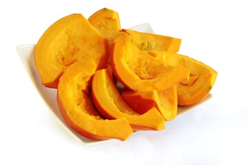 pumpkin  fruit cut and preparing for cooking soup