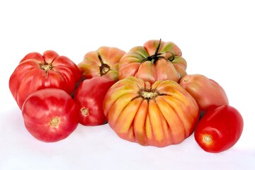 various tasty tomatoes from a garden close up