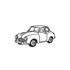 Classic Car Sketch: Vintage Automobile Line Drawing 