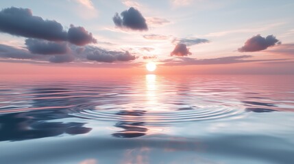 Serene Sunrise Over Calm Horizon with Gentle Ripples