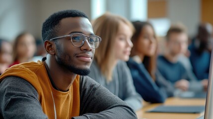 Obraz premium African-American Student in Classroom