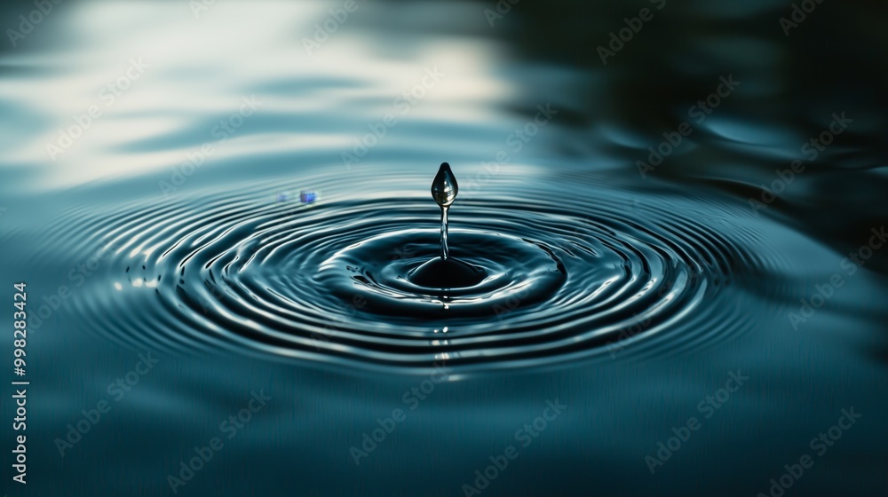 Aufkleber single drop of water creating ripples on surface