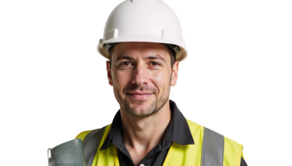 Construction worker is isolated as a transparent PNG file