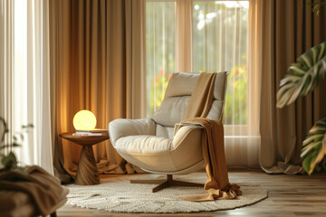 A cozy reading corner with a comfortable chair