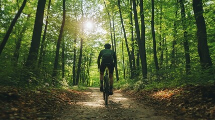 Obraz premium Cycling Through the Forest