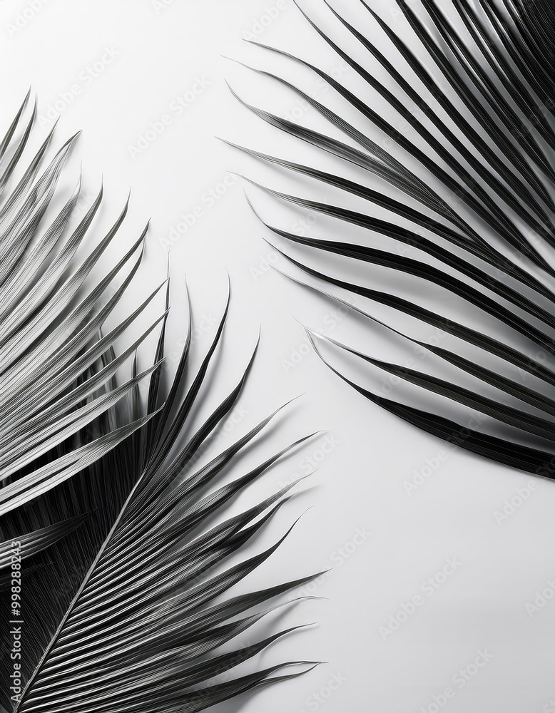 Wall mural palm leaves on white background