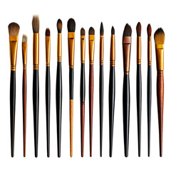 Fototapeta premium An assortment of painting brushes against a transparent background