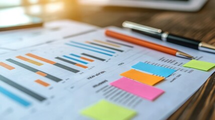 Project Planning with Charts and Sticky Notes