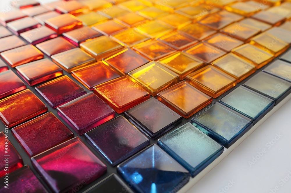 Poster vibrant mosaic tiles create a colorful gradient, perfect for adding style to any space. shiny glass 
