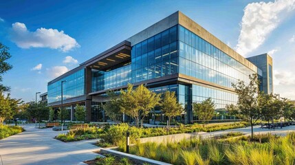 Obraz premium Modern Office Building with Polished Glass Exterior