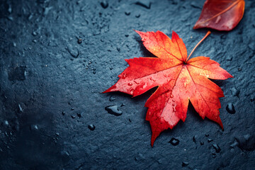 Red maple leaf on the ground