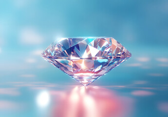 Sparkling Diamond on Blue Gradient Background &ndash; Luxury Gemstone Art design