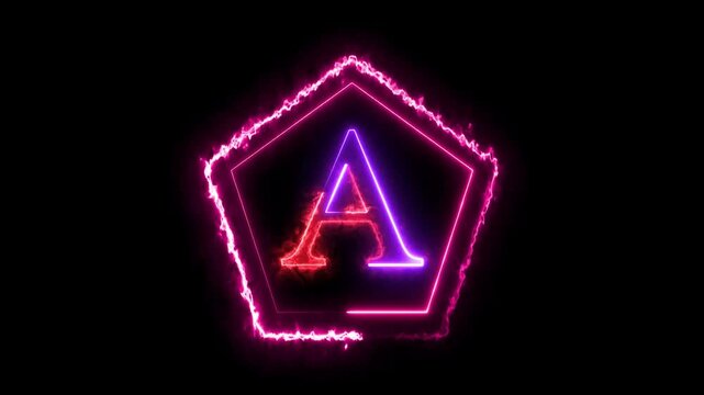 Neon letter  A with alpha channel, neon alphabet and letters, neon light