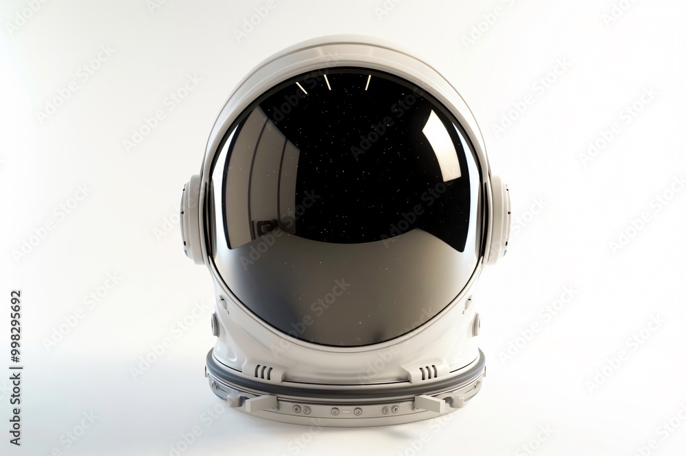 Poster astronaut helmet is reflecting the infinite expanse of space, showcasing the wonders and mysteries t