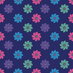 Floral seamless pattern tile in bright bold colors