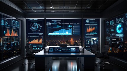 Modern High-Tech Digital Workspace with Dashboards