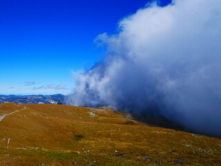 Beautiful Autumn day on a Hohe Veitsch mountain in Alps