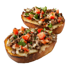 Molletes, Traditional Mexican Sandwich Fried with Beans and Cheese, Savory Snack Isolated on Transparent Background