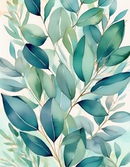 Watercolor leafy background