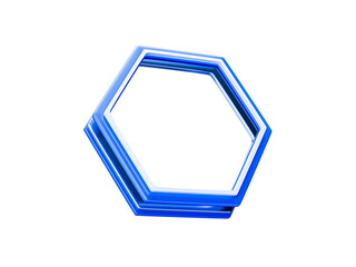 Blue Hexagon Social Media Profile 3D Frame Isolated on Transparent Background