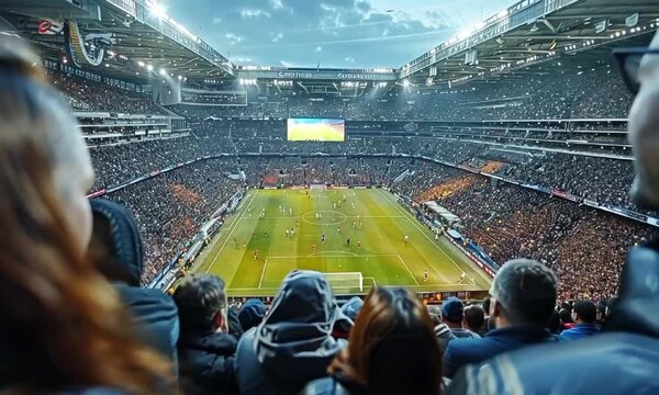 Exciting Football Match Day Experience at a Packed Stadium.