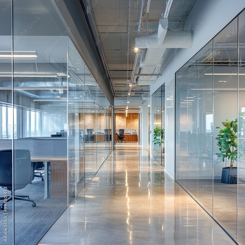Poster Modern Open Concept Office Layout with Clean Lines