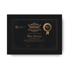 Luxury Dark Gold achievement certificate best award diploma design