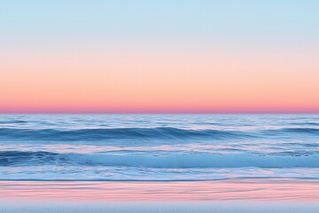 Obraz premium Serene ocean waves at sunset with pastel sky hues