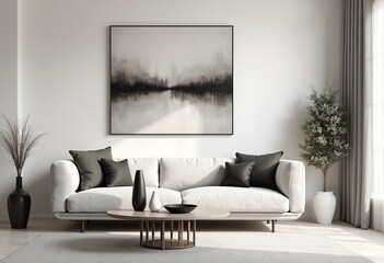 Soft Lighting, Gray Sofa, and Sleek Decor: A Minimalist Living Room