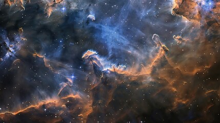 Obraz premium Illustration of a space cosmic background of supernova nebula and stars, glowing mysterious universe