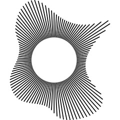 Radial wave sound lines. Circular frame. Sound circle ring. Wavy round frame. Radial rays symbol. Wavy geometric design element. Equalizers, radial spectrum.
