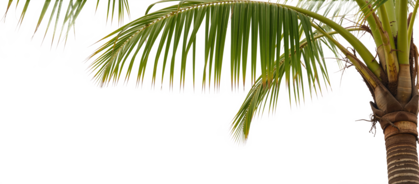 Palm tree depicted on an isolated transparent PNG background
