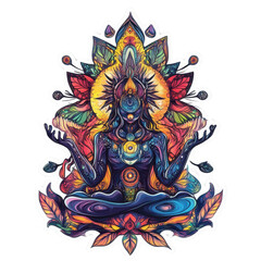 Colorful meditative figure on white background. transparent background