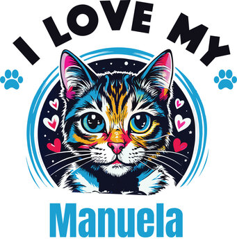 Manuela Is My Cute Cat, Cat name t-shirt Design