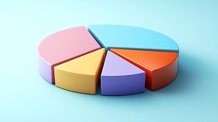 Obraz premium A 3D-rendered pie chart divided into different sections, each labeled with a type of investment or savings fund, such as bonds, stocks, and cash, illustrating asset allocation.