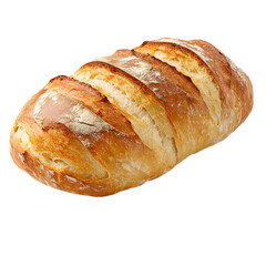 A golden-brown loaf of bread with a crusty exterior and sliced top, resting on a black background.