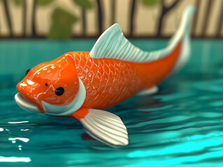 3D Modeled Koi Fish in Clear Water with Realistic Detail