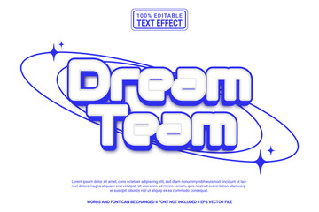 Editable text effect Dream team 3d futuristic template modern style premium vector