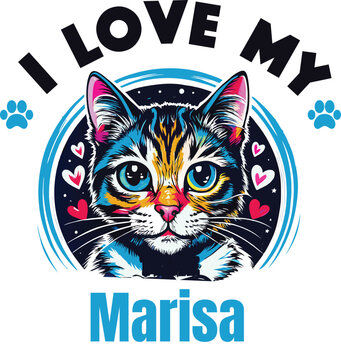 Marisa Is My Cute Cat, Cat name t-shirt Design