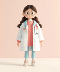 Friendly Young Girl Doctor Animated Character