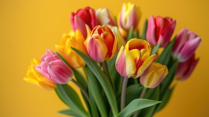 Flowers Spring Holidays And Home Decor Concept Bouquet Beautiful Tulips Floral Background