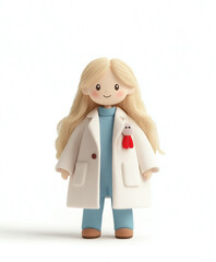 Cartoonish Young Girl with Plush Bear, A Whimsical and Playful Character in Pastel Tones
