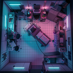 Cyberpunk Battle Map for DnD, Top-Down Tabletop Role-Playing Game Map, Futuristic Adventure Game Background, Virtual Tabletop RPG Asset for Sci-Fi Cityscapes and Urban Environments, High-Resolution Di