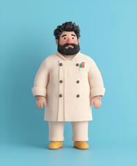 Friendly Cartoon Character with Exaggerated Features and Bright Attire