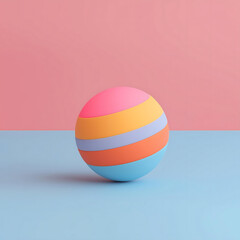 Vibrant Striped Sphere on Pink and Blue Dual Toned Background