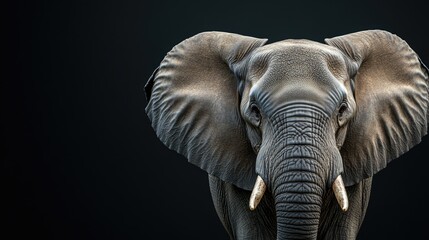 Fototapeta premium Isolated Asian elephant head on a dark background with clipping path Concept of wildlife and nature