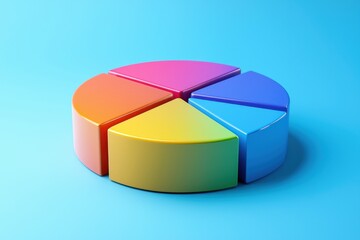 Obraz premium Colorful 3D pie chart on a vibrant blue background