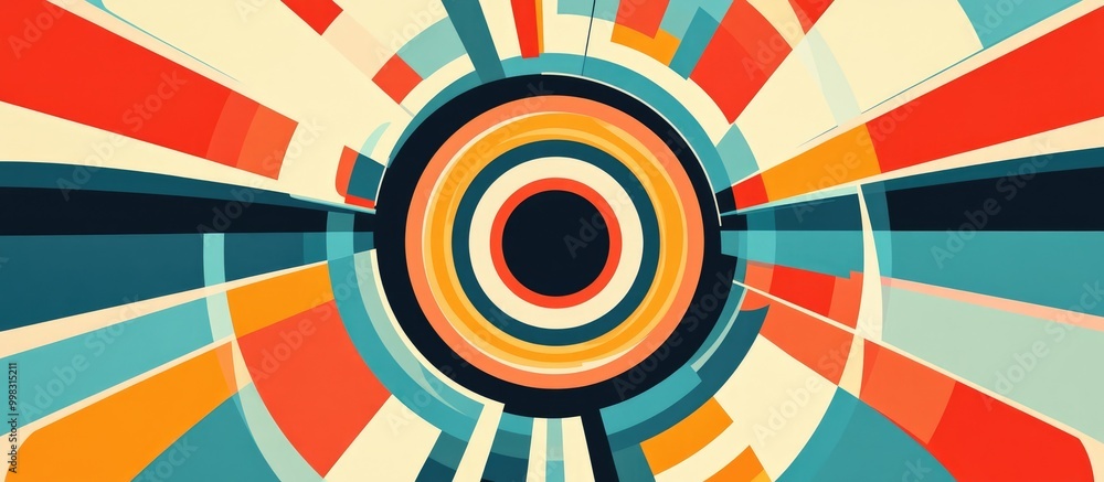 Poster abstract geometric design featuring a radial motif with concentric elements