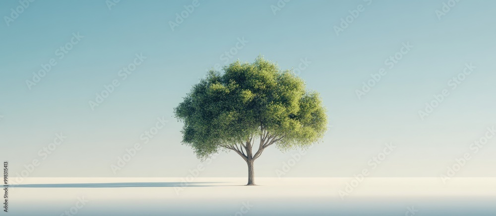 Aufkleber solitary tree in a 3d rendering